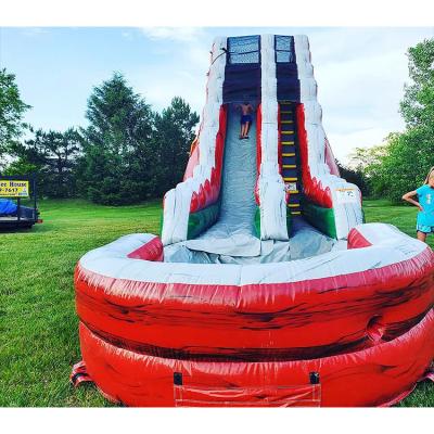 Chine Commercial Inflatable Water Slide Red Pvc Water Slide With Air Blower For Kids Adults à vendre