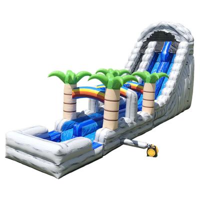 China Cheap Inflatable Water Slides 24'H Triple Lane Tropical Giant Water Slides for adults en venta