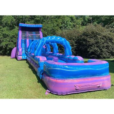China PVC 0.55mm Outdoor Gigantic Commercial Inflatable Bounce Double Lanes marble blue for sale