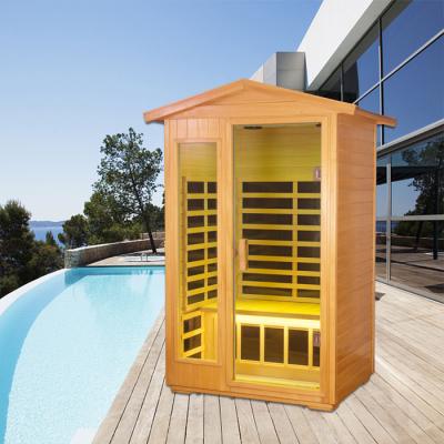 China Solid Wood Infrared Sauna Room 2 Person Outdoor Steam Room For Wellness for sale