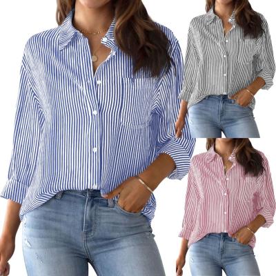 China Long Sleeved Office Work Shirt Striped Classic Customized Size for sale