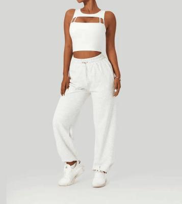 China                  Autumn Winter Stylish Gym Fitness Set Outdoor Jogger Trousers Workout Yoga Crop Top Two Piece Activewear Set              for sale