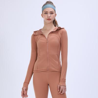 China                  Autumn/Winter Hooded Jacket Top Yoga Coat Long Sleeved Slim Fit Sports Fitness Wear for Women              for sale