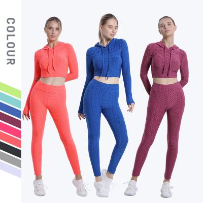 China                  Yoga Wear Women Hooded Top Pants Sports Yoga Suit Running Yoga Fitness Wear              for sale