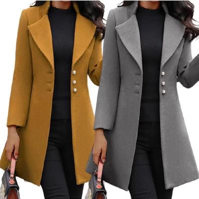 China MID Length Woolen Coats For Women Korean Version Wool Lapel Thin Winter Coat for sale