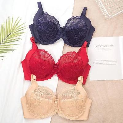 China                  Big Size Ladies Lace Bra Steel Ring Comfortable Gather Thin Cup Full Cup 38 Bra Size Plus Size Women Lace Bra              for sale