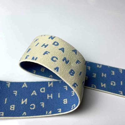 China Modern Design Yarn-dyed Polyester English Letter Jacquard Web Band Elastic Waistband for Headgear for sale