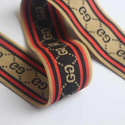 China Custom Fashion Label Nylon/polyester Knitted Jacquard Ribbon Soft Elastic Band for Underwear Boxer Waist Band Belt Custom Logo for sale