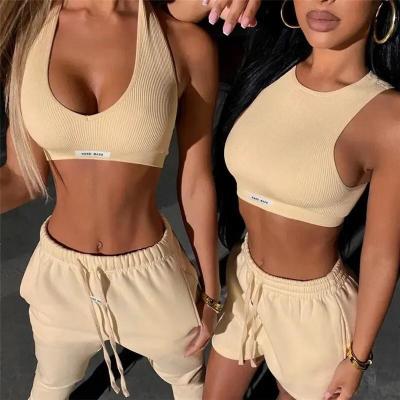 China                  Summer Custom Logo Tank Crop Top with Shorts Jogger Set Tracksuit Two Piece Set for Women Clothing              for sale