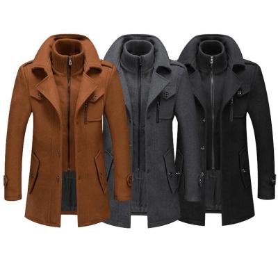 China                  Autumn and Winter New Men′s Double Collar Woolen Warm Plus Size Long Coat Windproof Jacket for Men              for sale