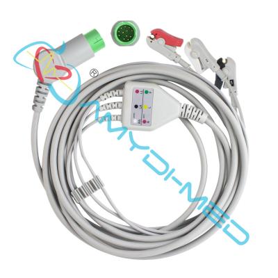 China Round 12 Pins Plug HP 3 Lead ECG Cable Medical ECG Lead Wires for sale