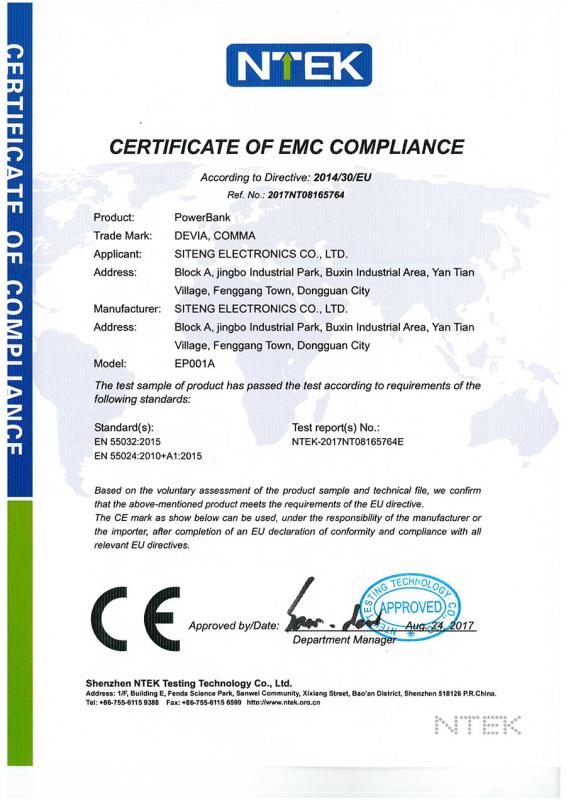 CE - Dongguan Siteng Electronics Co., Ltd.