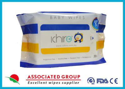 China 30 Sheets Healthy Baby Wet Wipes PH Balance Unscented Disposable Baby Wipes for sale