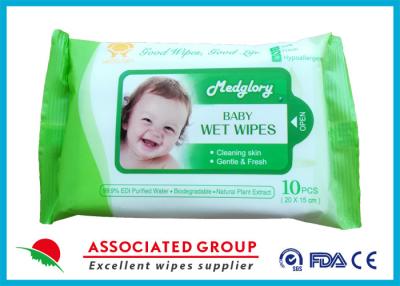 China Skin Care Natural Baby Wipes No Chemicals White 10pcs Package 50gsm Weight for sale