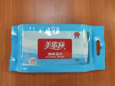 China 10 Pieces In One Bag 75% Alcohol Wet Wipe 40g Plain Spunlace Nonwoven for sale