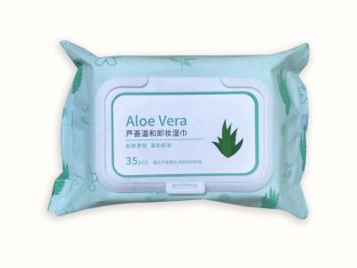 China Aloe Vera Mild Makeup Remover Wet Wipes No Alcohol No Fluorescent for sale