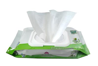 China Fresh Feel Lemon Scented Flushable Wet Wipes For Adults Kids Flip Top Packs 45 Wipes Per Pack for sale