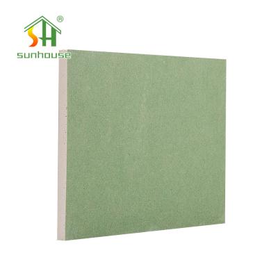 China Green Color Moisture Resistant Drywall , 9mm Tapered Edge Plasterboard Waterproof for sale