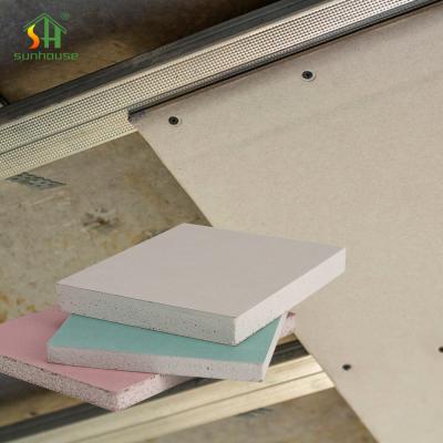 China Green Color 9mm Plasterboard Sheets , Sheetrock Gypsum Board For Office Building for sale