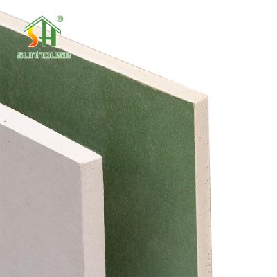 China 4 X 8ft 15mm Moisture Plasterboard Water Resistant Green Color for sale