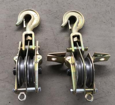 China Two Open Type Hook Pulley Block 30kN Conductor Stringing Tools for sale