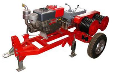 China Double Capstan Drum Winch 5 Tons With Trailer Match Honda / Yamaha Gasoline Engine for sale