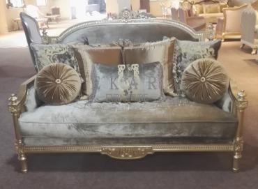 China Velvet Sectional Antique Wooden Sofa Set for sale