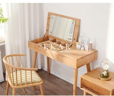 China Modern New Design Bedroom Desk Solid Wood Simple Multifunctional Dressing Table With Folding Mirror  FL-W018 for sale