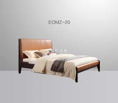 China Designer Furniture Simple Design Leather Headboard Wooden King Size Bed for sale