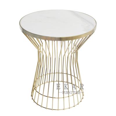China Living Room Furniture Marble Top Side Table Gold for sale
