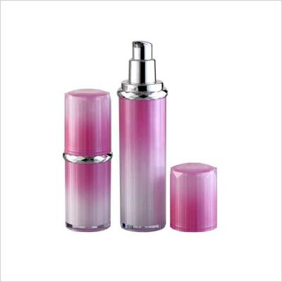 China 25ml 50ml Round Cosmetic Airless Bottle Silver Collar Airless Pump Container PMMA for sale