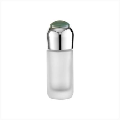 China Thick Bottom 30ml Glass Dropper Bottle Essential Oil Packaging Frosted Dropper Bottles Push Button Cap for sale