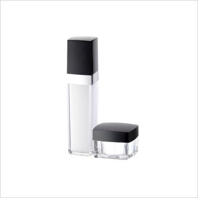 China 15ml-140ml PMMA Skincare Cosmetic Lotion Bottle Acrylic Square Lotion Pump Bottles for sale