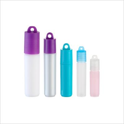 China Mini Fancy Cylinder Clear Essential Oil Roller Bottles Stainless Steel Roller Eye Cream Perfume for sale