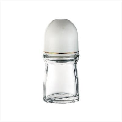 China Essential Oil Perfume Plastic Roll On Bottle Clear 50ml Glass Roll On Deodorant Bottle With Lid for sale