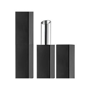 China Schwarzes Quadrat-Aluminiumlippenstift-Luxusrohr-leerer Lippenstift-Kasten zu verkaufen