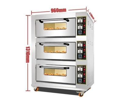 China 3 Layer Stainless Steel Standard Gas Oven Control LED Light Baking Oven for sale