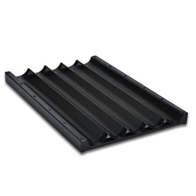 China Aluminum Alloy Five Slot Baguette Pan For Kitchenware In Various Styles And Various Sizes for sale