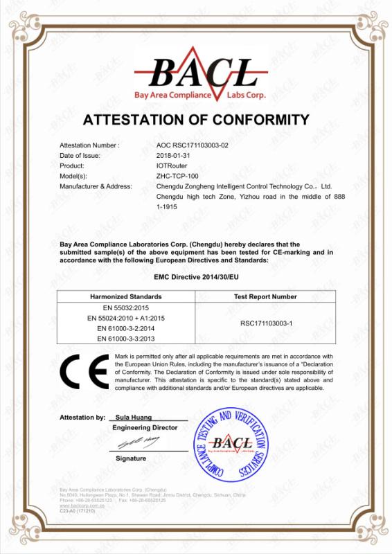 CE - Chengdu Zongheng Intelligence Control Technology Co., Ltd.