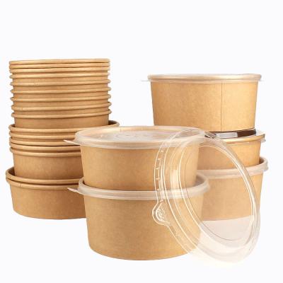 China Oilproof Salad Kraft Bowls With Lids Leakproof Compostable Nontoxic for sale