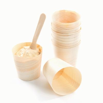 China Biodegradable Disposable Wooden Cups Sustainable Multiscene Durable for sale