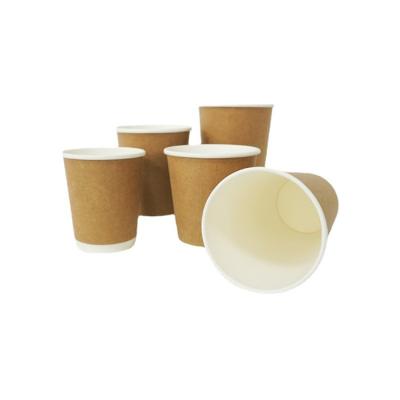 China Brown Office Kraft Double Wall Coffee Cup , Disposable Kraft Cups And Lids for sale