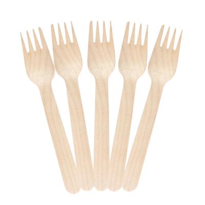 China Disposable Wooden Biodegradable Cutlery Forks 160mm 6.3 Inch for sale
