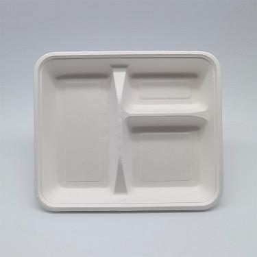 China Square Lunch Biodegradable Sugarcane Bagasse Plates 3 Compartment for sale