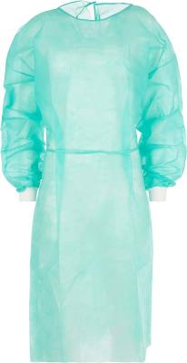 China Fully Customized pp light green disposable non woven elastic cuff isolation gown for sale