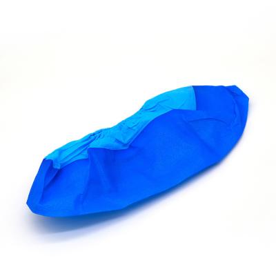 China Non-Woven Blue And White Splicing PP+PE Disposable Dustproof Shoe Cover, Dust-Free Workshop Shoe Cover for sale