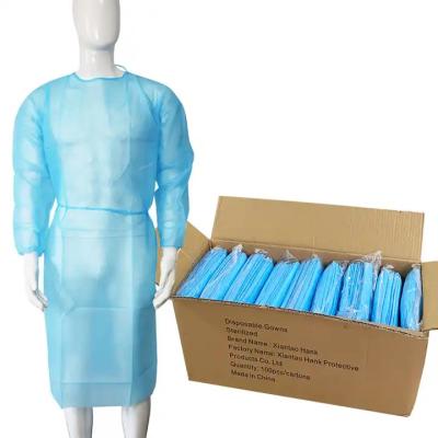 China Hospital Pe Pp Non Woven Scrub Suit Sms Level 2 Blue Non Sterile Disposable Isolation Surgicals Gowns Medical Protective for sale