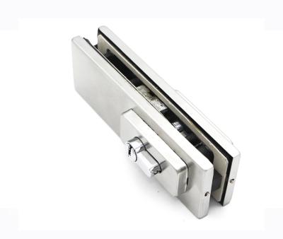 China Glass Door Clamp Patch Fitting Ss201 Bottom Door Lock With Keys for sale