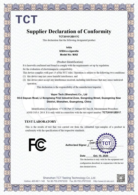 FCC - Shenzhen Ravape Technology Co. Ltd