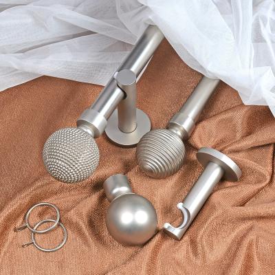 China 28mm Plane Iron Pipe Curtain Rods Set Stainless Nickel Iron Ball Finial For Living Room for sale